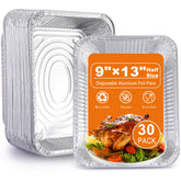 Homewarm 9x13 aluminum foil pans stacked for quick prep and mess-free serving.
