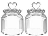 HomeyHoney 22 oz clear glass canister with heart lid for stylish pantry storage