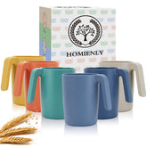 Homienly wheat straw mugs set of six, stackable for compact storage