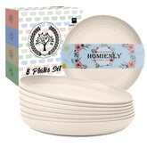 Homienly wheat straw dinner plate beige 8-piece set for everyday meals