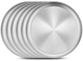 Homikit 6-pack stainless steel plates, 10.2 inch, durable family dining.