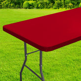 Homing rectangle table cover with elastic edge for wind-proof stability.