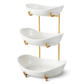 HOMKULA 3-tier ceramic fruit bowl on countertop for organized display