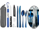Hommaly travel utensils case blue shows compact storage for on-the-go meals