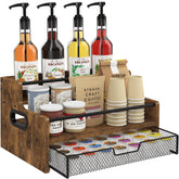 Homode coffee syrup rack showing a compact 3-tier design that saves space