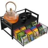 Homode wood tea bag organizer with eight compartments for tidy tea storage