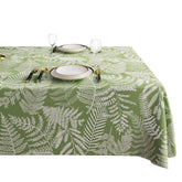 HOMOHEINI rectangle table cloth with green leaves full view showing waterproof protection.