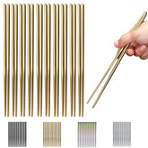 HOMQUEN 10-pair gold-plated chopsticks for elegant dining at home