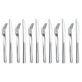 HOMQUEN steak knives 12pc set on table with mirror finish for elegant dining