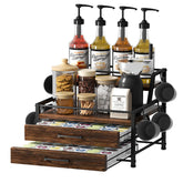 Homsorout 4-tier syrup rack showing organized bottles and pods for easy access