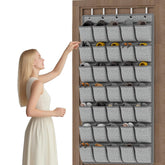 Homyfort 35-pocket over-the-door organizer front view shows roomy pockets for shoes.