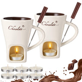 Honeydak chocolate fondue cups white set with forks for easy dipping