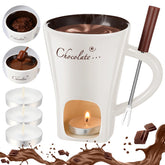Honeydak chocolate fondue mug with fork for easy dipping and shared desserts.