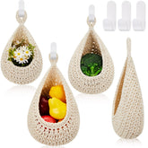 Honeydak teardrop hanging basket in white for organized fruit and veg display