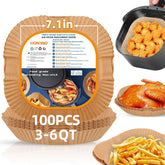 HONYAO air fryer liners with 7.1x7.1 bottom fit 3-6 qt baskets for clean results.