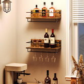 HOOBRO wall-mounted wine rack with two-tier design for secure bottle storage