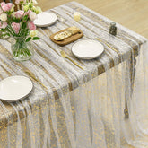Horaldaily beige gold gauze tablecloth 60x84 inch protects surfaces with elegance.