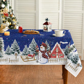 Horaldaily Christmas tablecloth with snowman pattern adds festive charm to holiday dining.