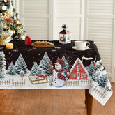 Horaldaily winter snowman tablecloth shows a playful motif for festive family meals