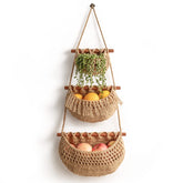 Horpait 3-tier hanging fruit basket over door offering organized kitchen storage