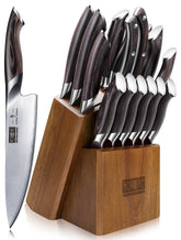 HOSHANHO knife block with 16-piece set for organized prep.