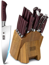 HOSHANHO 18-piece knife set displayed in a wooden block for organized prep