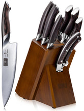 HOSHANHO 8-piece knife set with block for versatile home prep and organized counter space.