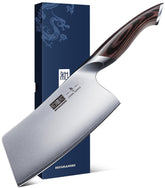 HOSHANHO 7inch cleaver edge close-up for precise slicing.