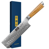 HOSHANHO Damascus Nakiri knife overview showing durable core and elegant design for vegetable prep.