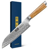 HOSHANHO Damascus Santoku Knife 7-inch blade ready for precise slicing in daily cooking