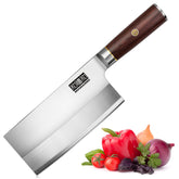 HOSHANHO Ultra Sharp Cleaver 7inch blade close-up highlighting durable edge for heavy-duty slicing.