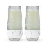 Host Champagne Freeze 9oz glass set of 2 chilling on ice, keeps champagne cold longer
