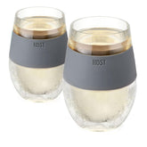 Host Wine Freeze Cup set in clear plastic with stemless shape, designed for easy handling and temperature control.