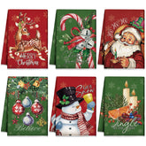 Hosuly 6-pack vintage Christmas towels add festive kitchen charm.