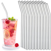 Hosuly curved glass straw 8in for smooth sipping in hot or cold drinks.