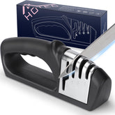 HOTEC 4in1 knife sharpener with tungsten carbide plates for quick edge refresh at home