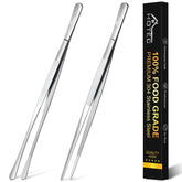 Hotec Kitchen Tweezers Tongs 12-inch long for safe grilling and precise flipping.