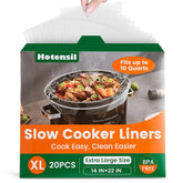 Hotensil slow cooker liner 14x22 in use inside a 6–10 quart pot for mess-free cooking.