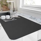 HotLive absorbent dish drying mat drying dishes quickly on a clean counter.