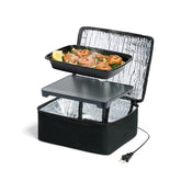 HOTLOGIC Mini heated lunch box front view demonstrates a compact design for office lunches.