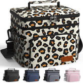 HOTOR insulated lunch box in brown leopard showing leakproof design for on-the-go meals.