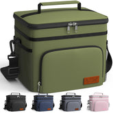 HOTOR insulated lunch box green with front pocket, ideal for organized workday meals.
