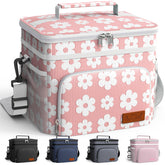 HOTOR insulated lunch box in pink flower exterior, stylish and portable for daily work meals