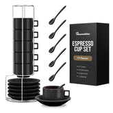 Houseables espresso cup set with saucers for a café-like morning ritual.