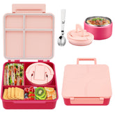 Howeemo bento lunch box for kids pink lid open, easy access for little hands.