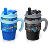 Howeemo kids tumbler with dinosaur design, easy grip for school use.