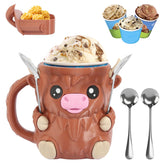Hoxxu Highland Cow pint holder with handle for easy, mess-free dessert serving.