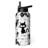 Hqhzaha cat water bottle 32oz design featuring a bold cat motif for cat lovers