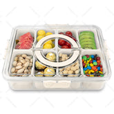 HRXFOZ divided tray with lid and handle for organized eight-compartment snacking on the go