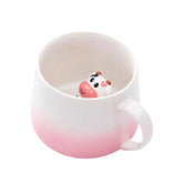HS&ROXIN pink cow mug with inside 3D figure for cozy mornings